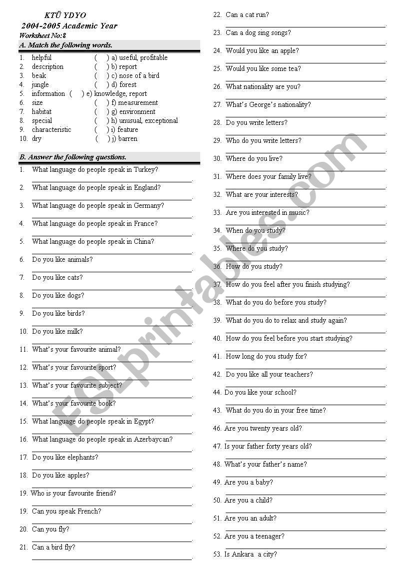 KTU Worksheet Beginner 8 worksheet