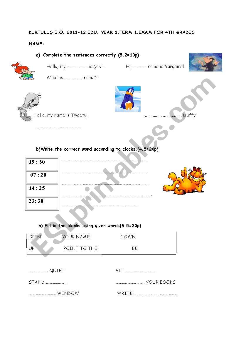 For 4Grades  worksheet