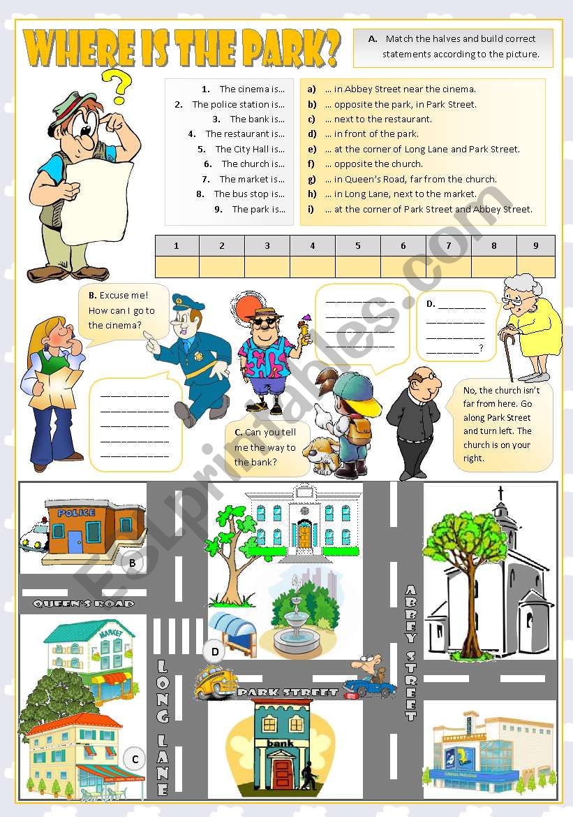 Where is the park? worksheet