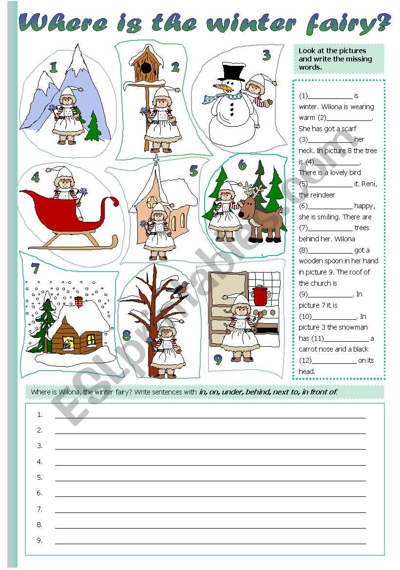 Where is the winter fairy? worksheet