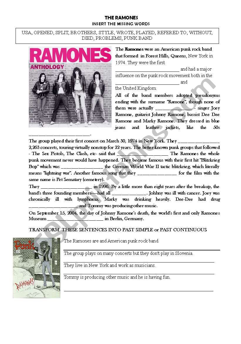 THE RAMONES worksheet