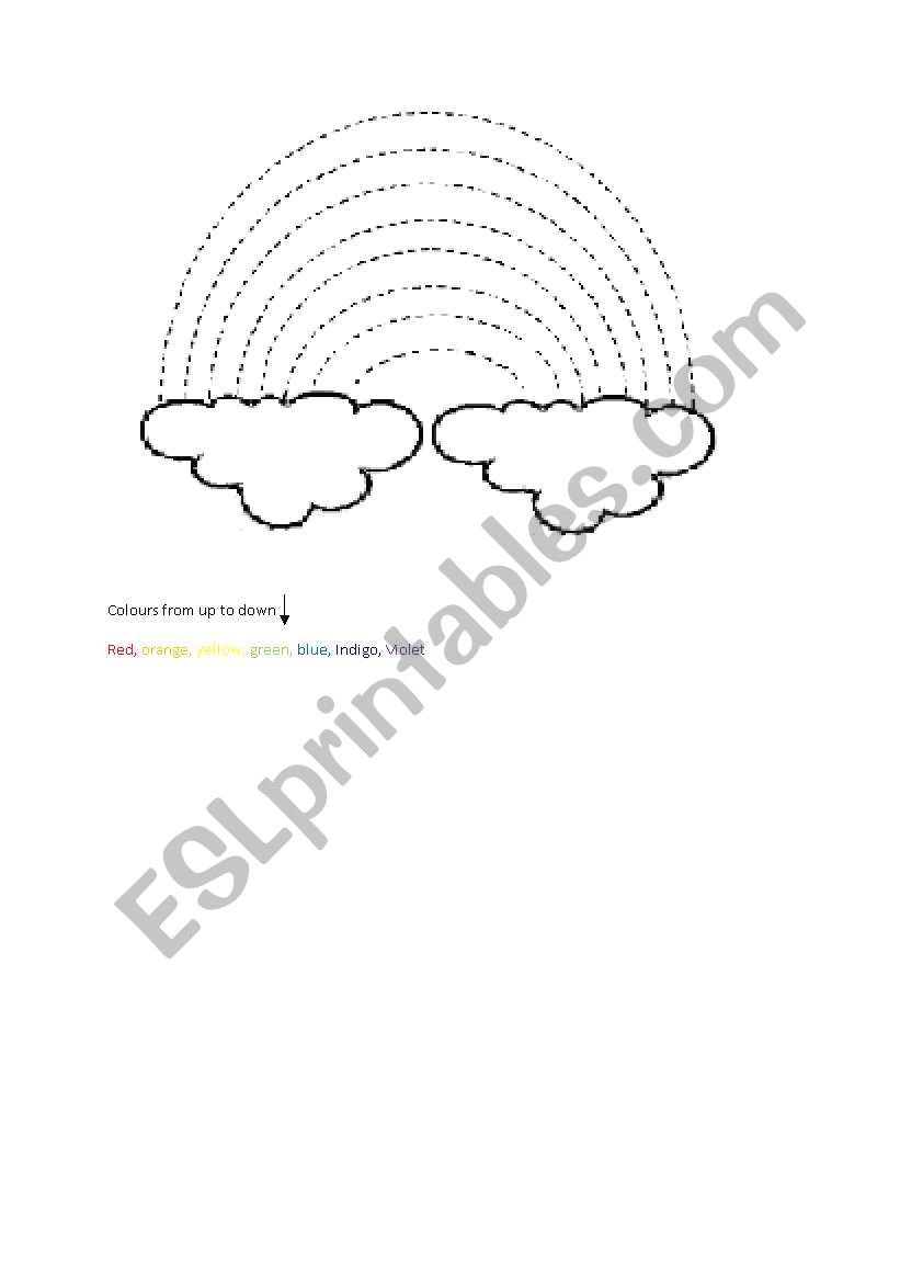 Rainbows colours worksheet