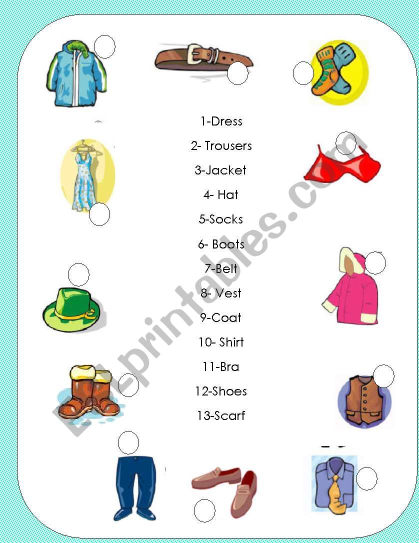 Clothes Pictionary 1/3 worksheet