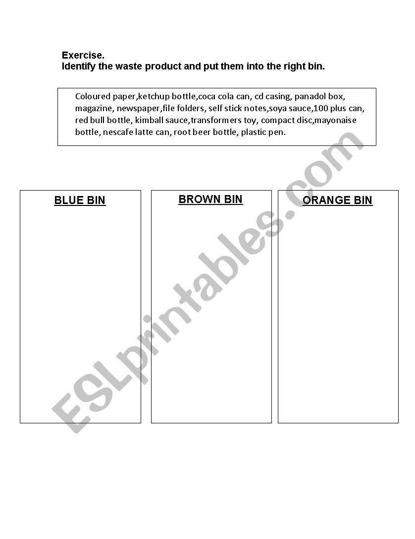 exercise worksheet