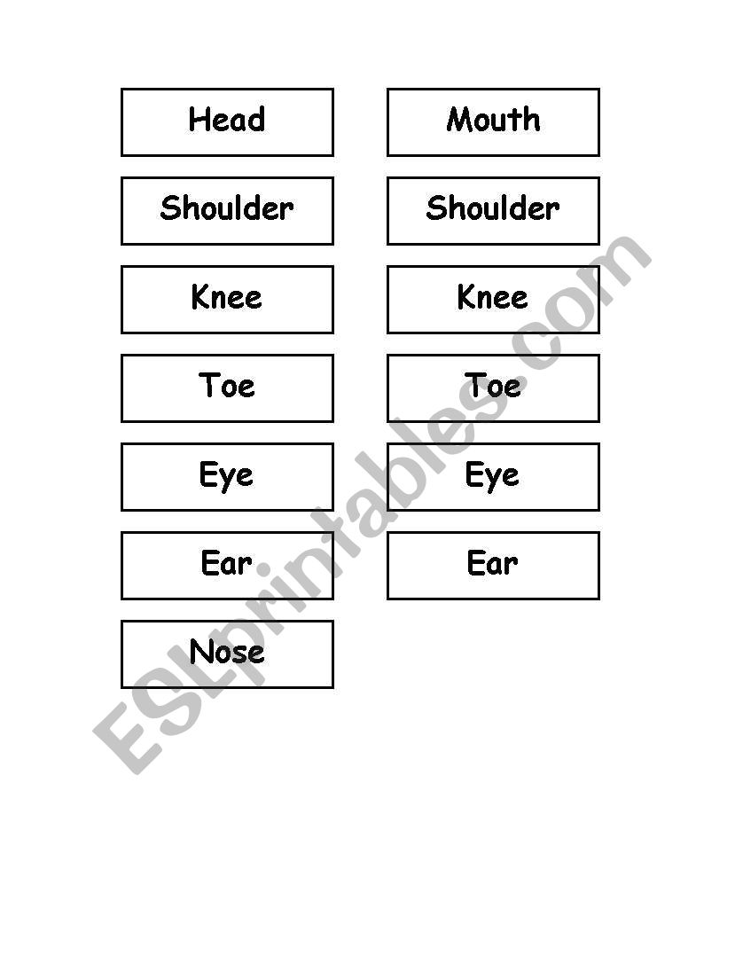 Body part and Song worksheet