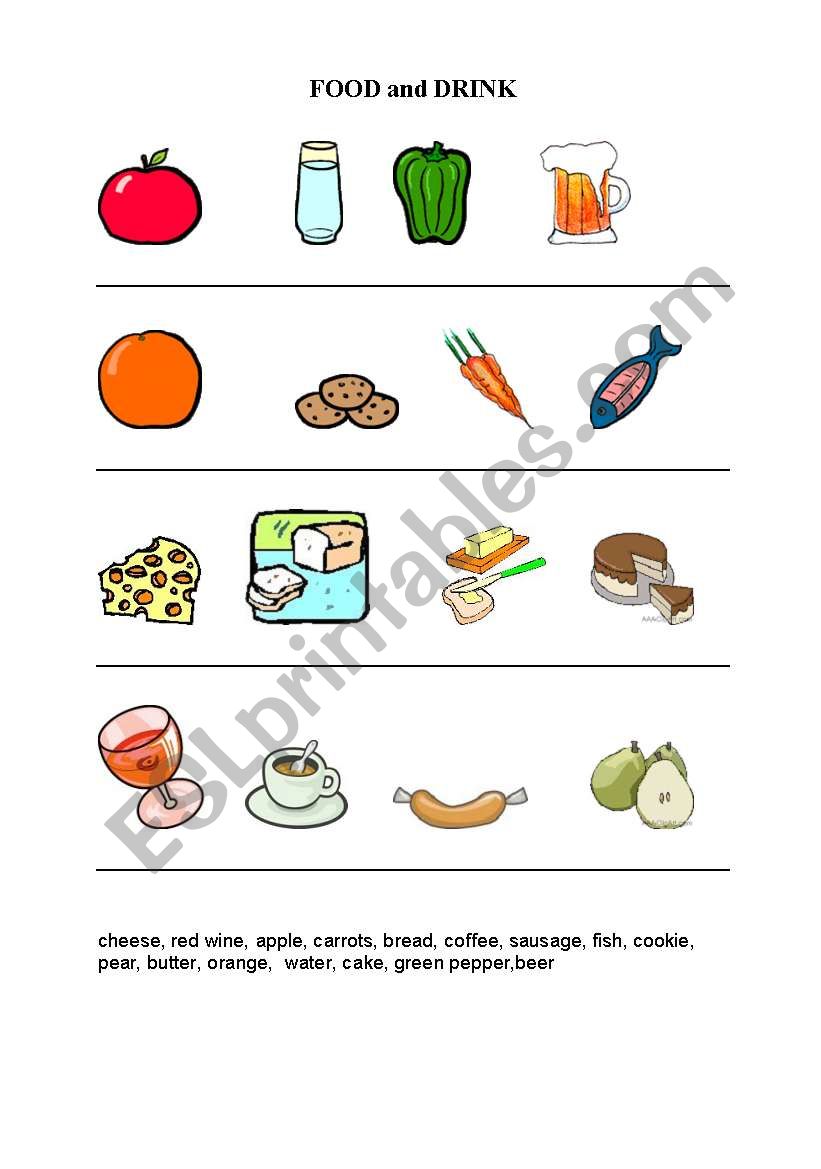 food and drinks worksheet