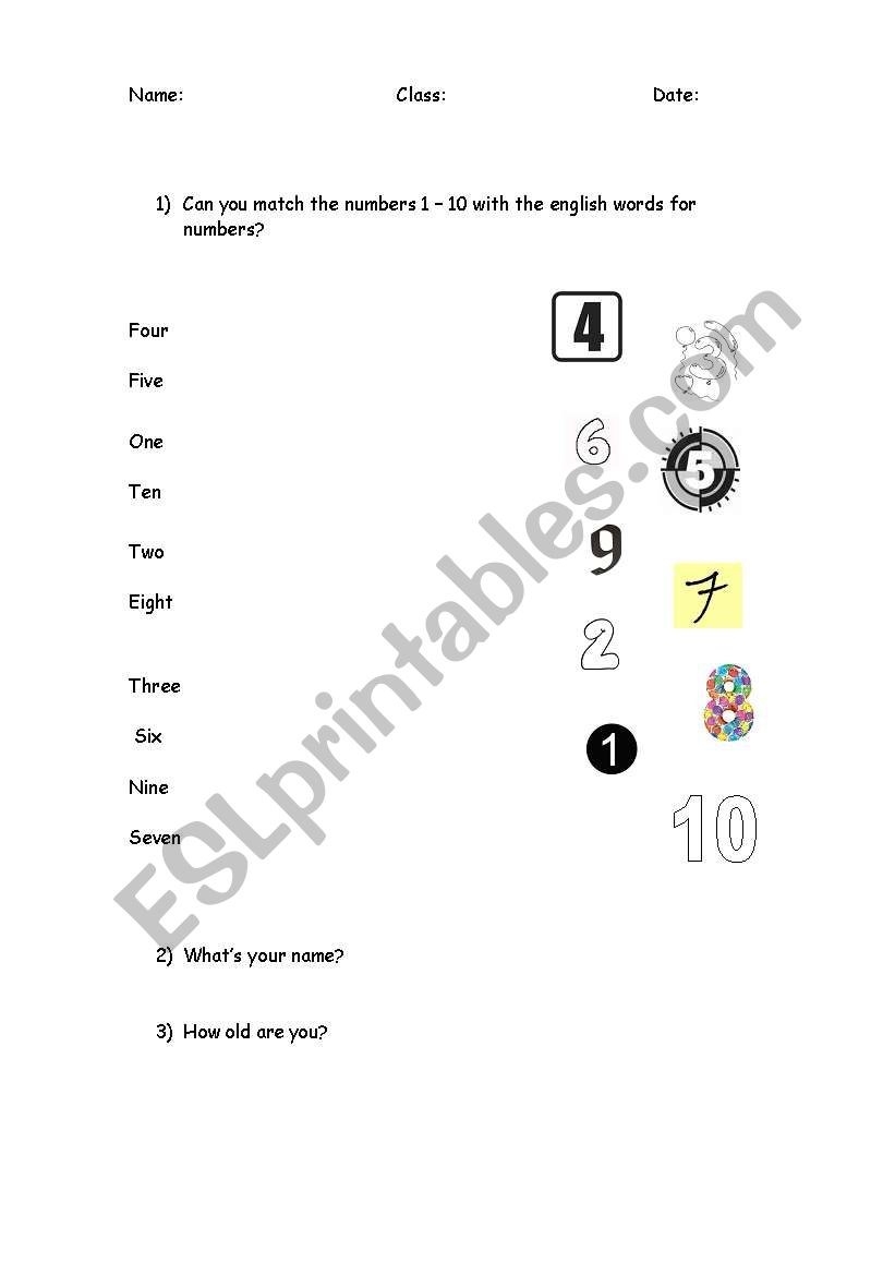 Worksheet - fill the numbers worksheet