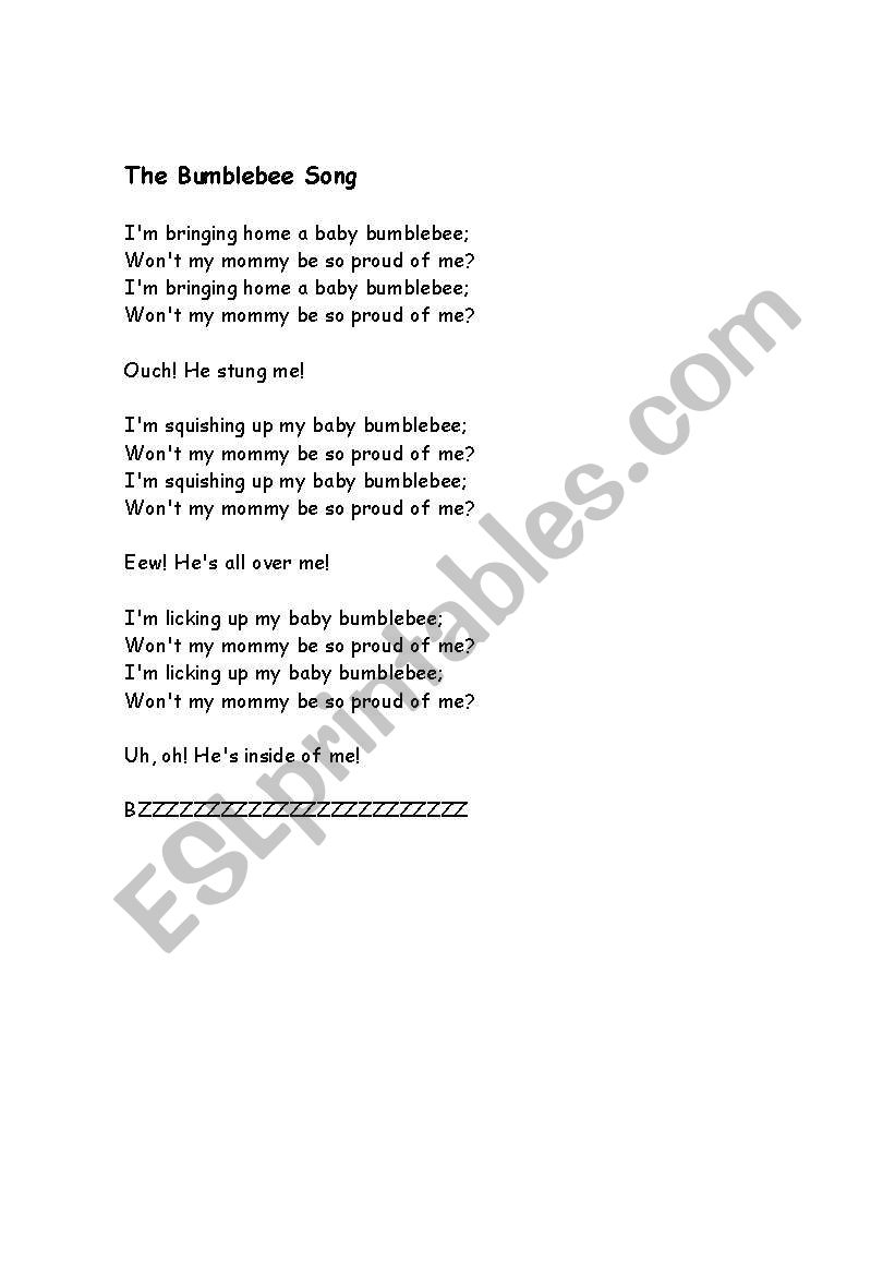 The Bumblebee Song worksheet