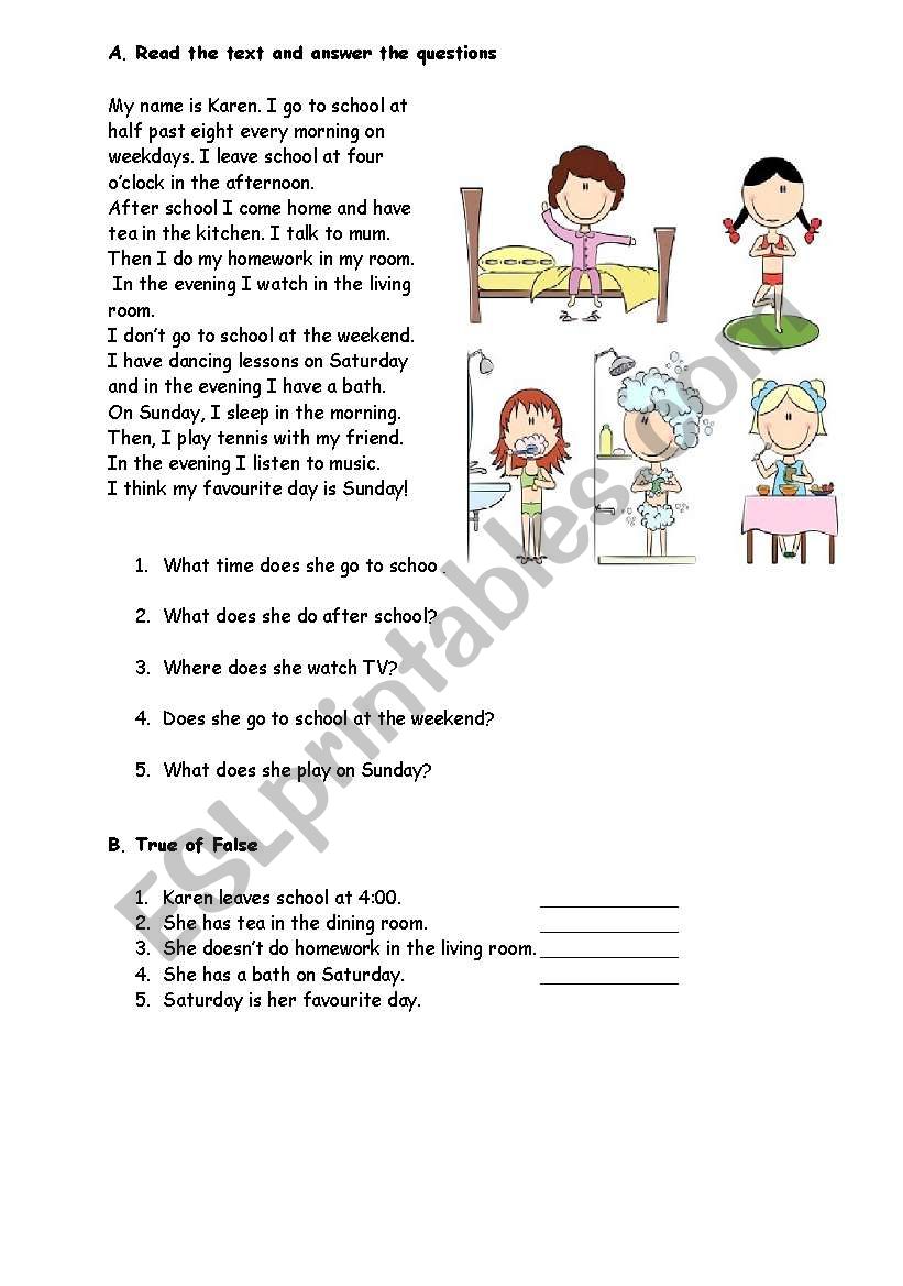 Daily Routine worksheet