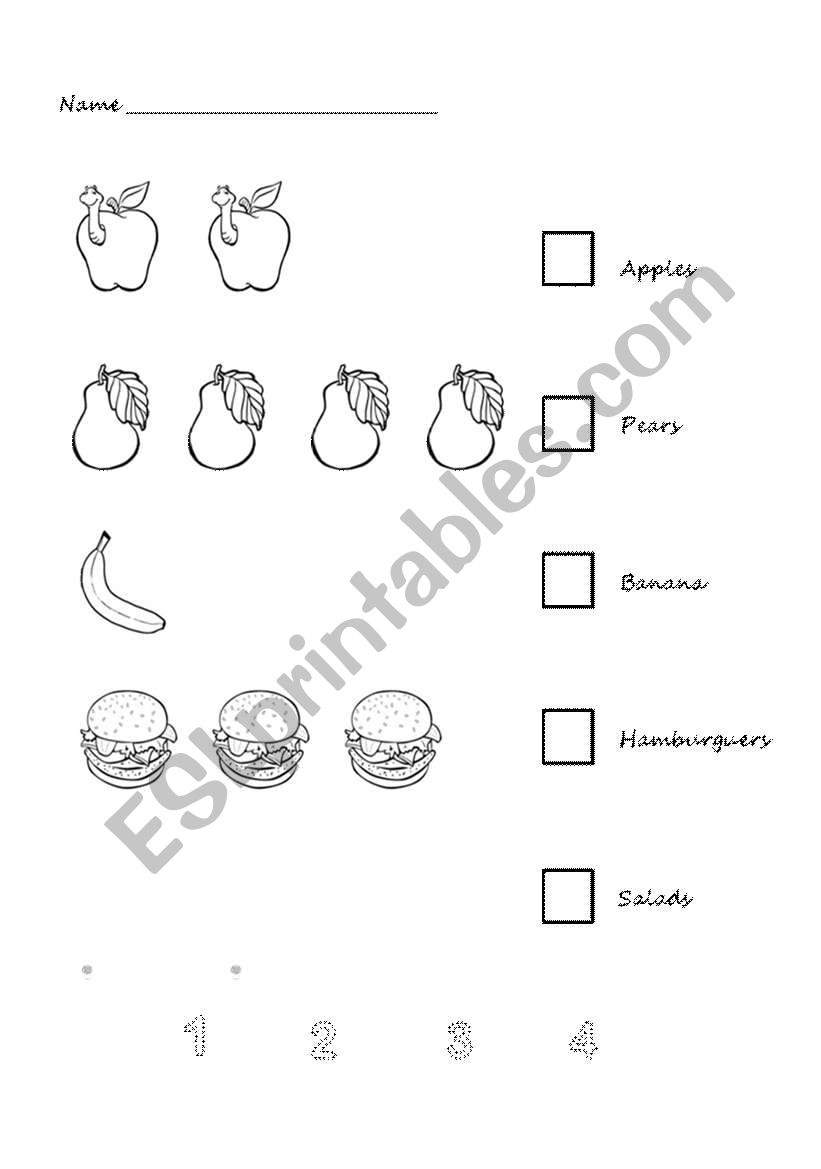 Food matching worksheet