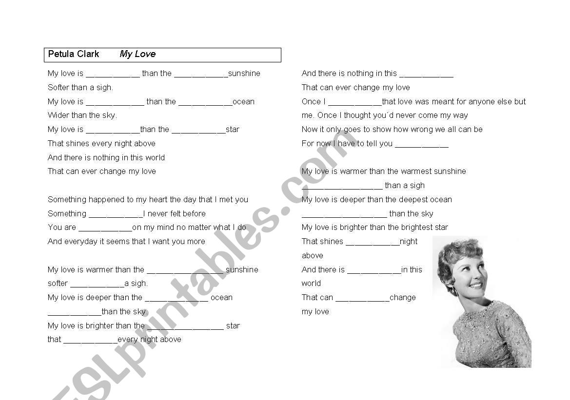 Comparison of adjectives - Petula Clark My Love