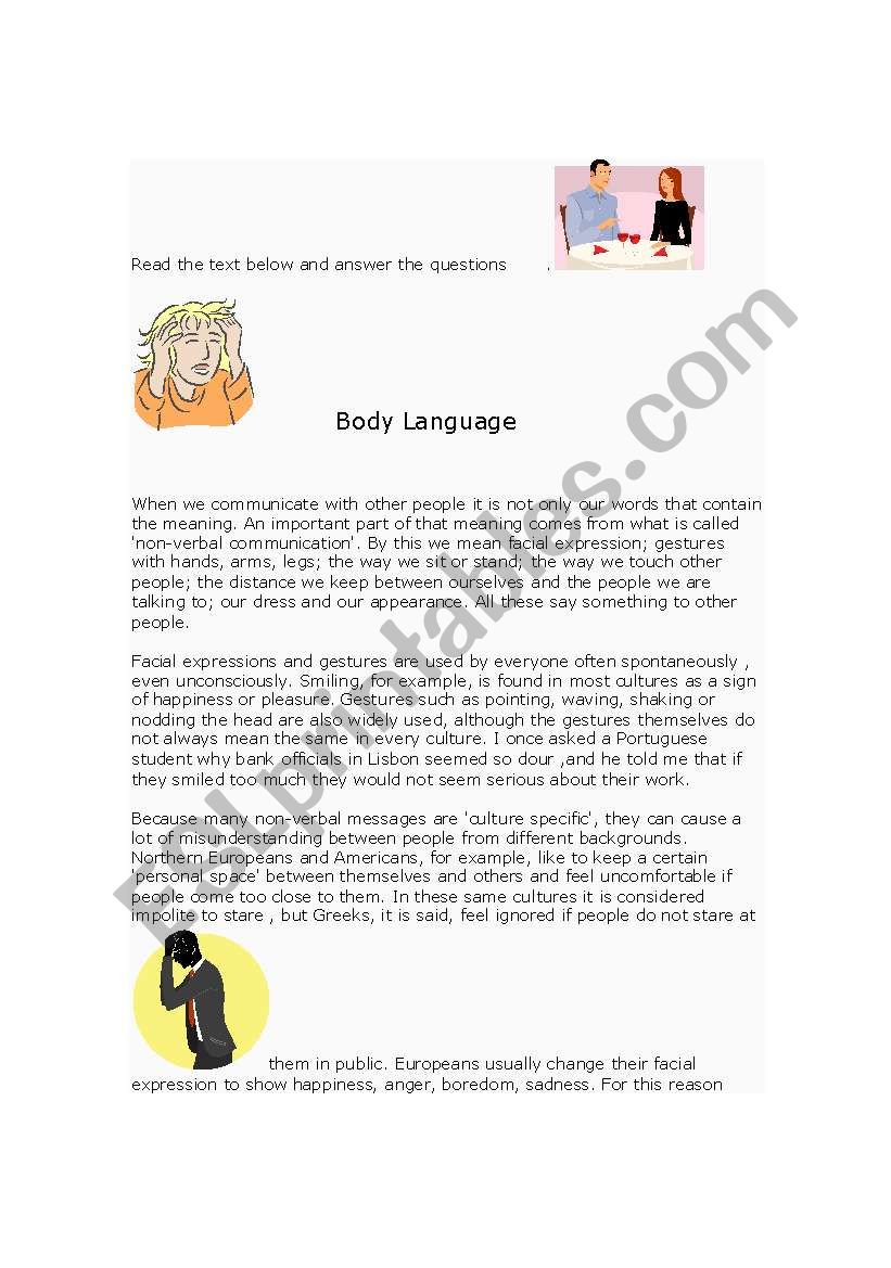 Body Language Reading plus questions