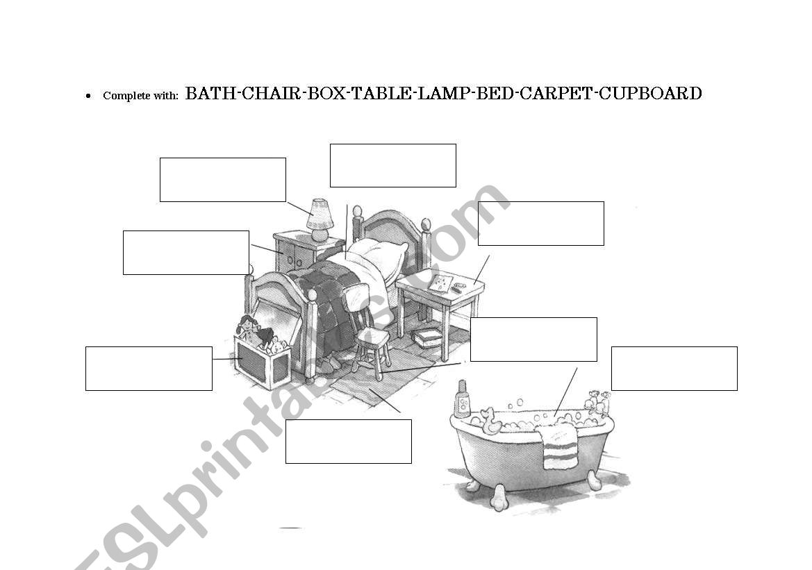furniture vocabulary  worksheet