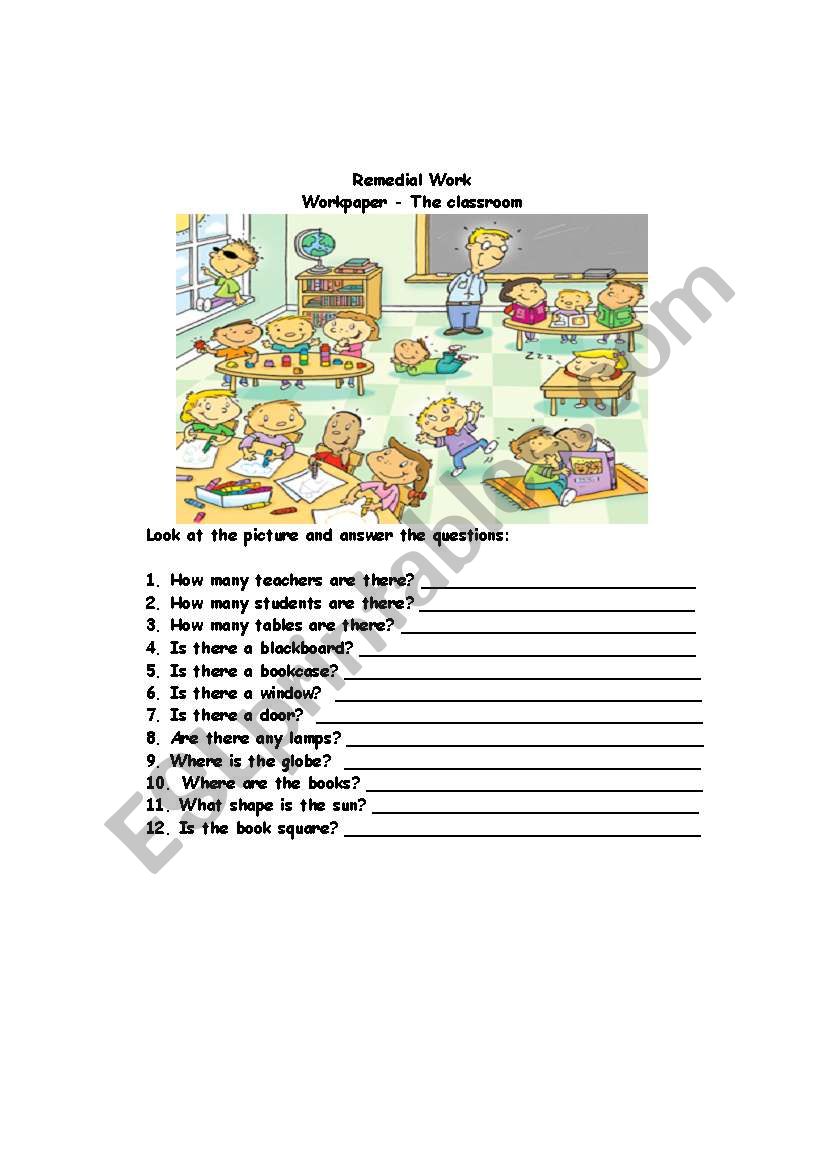 classroom vocabulary worksheet