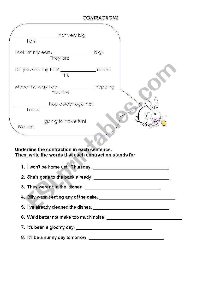 Contractions and Possessives worksheet