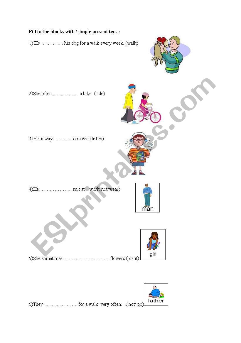 simple present tense exercise worksheet