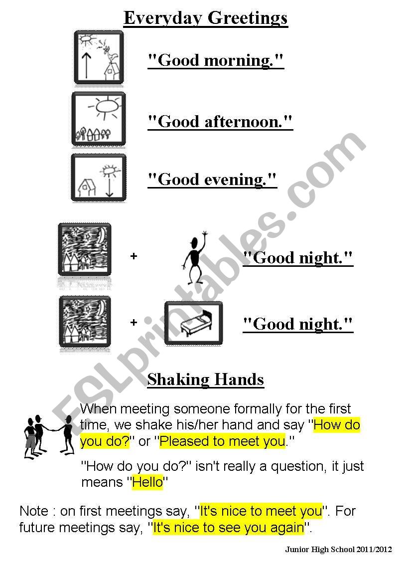 Everyday greetings worksheet