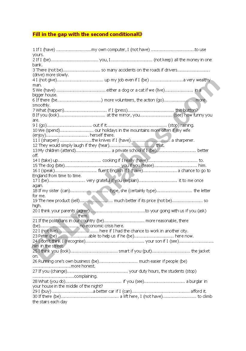 conditionals worksheet