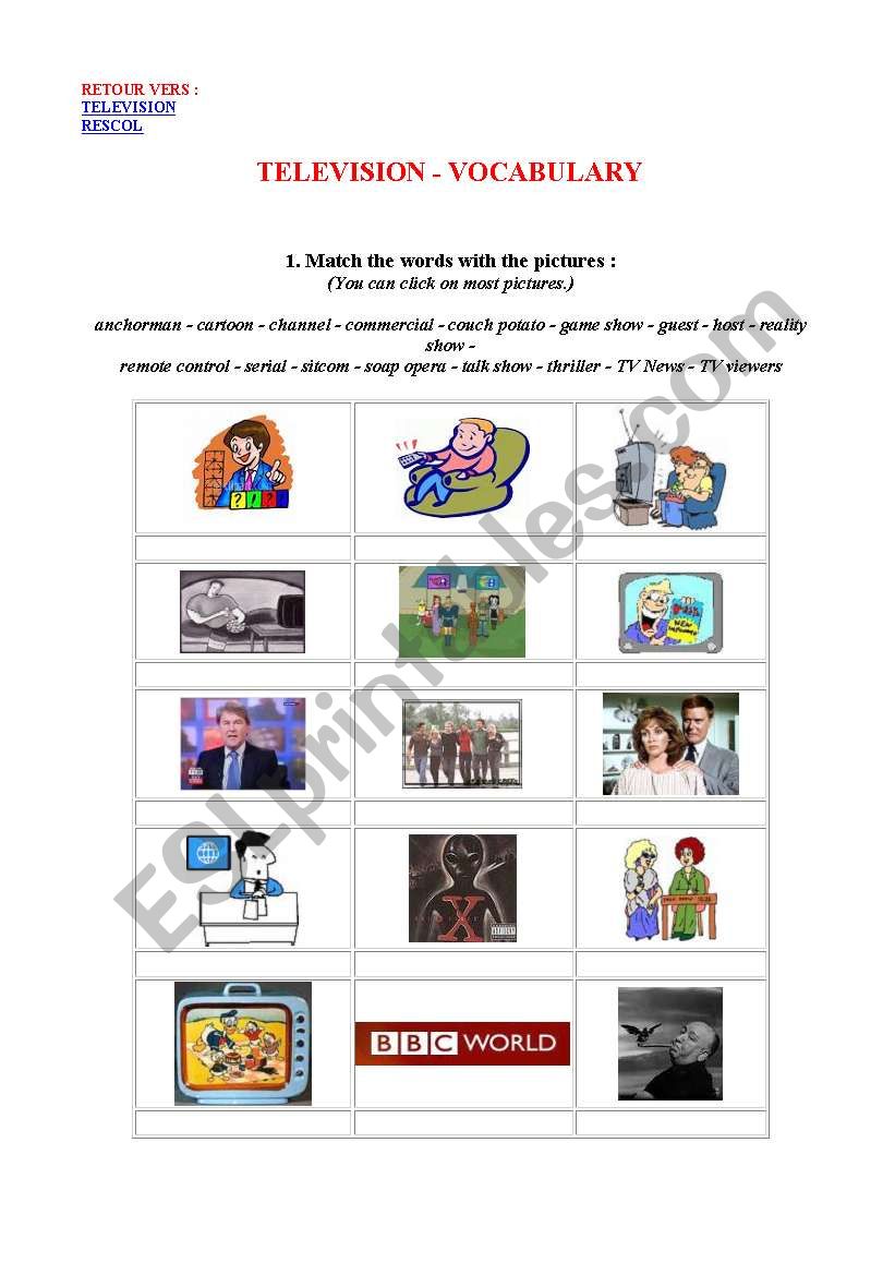 television worksheet