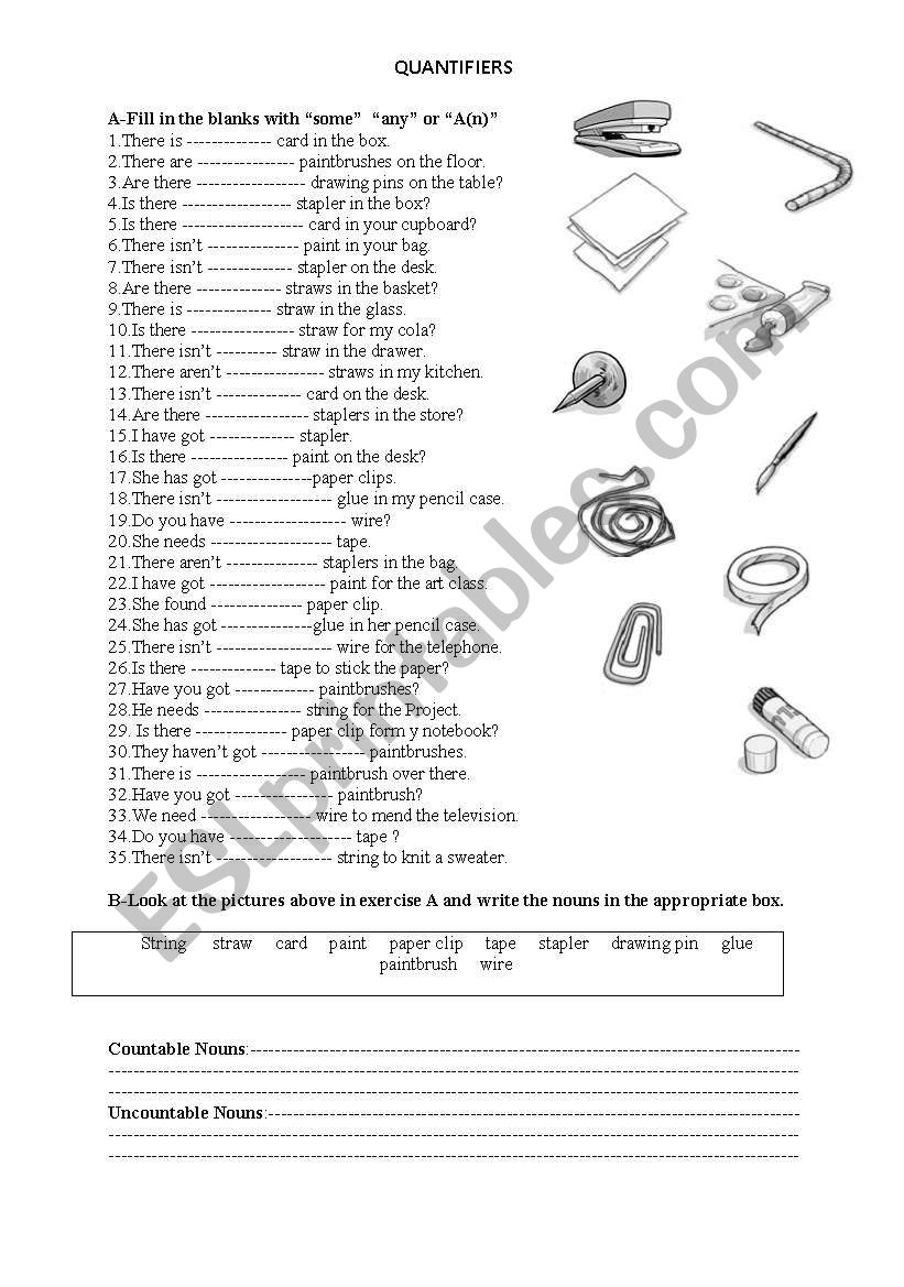 Quantifiers worksheet