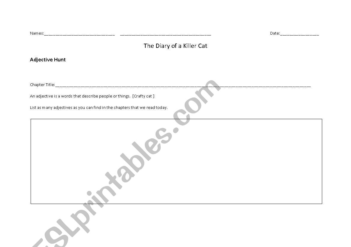 Character Study worksheet