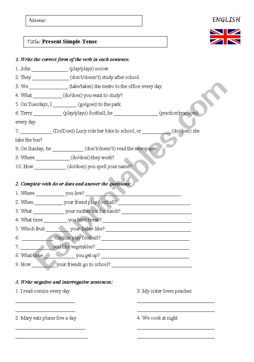 Present Simple worksheet