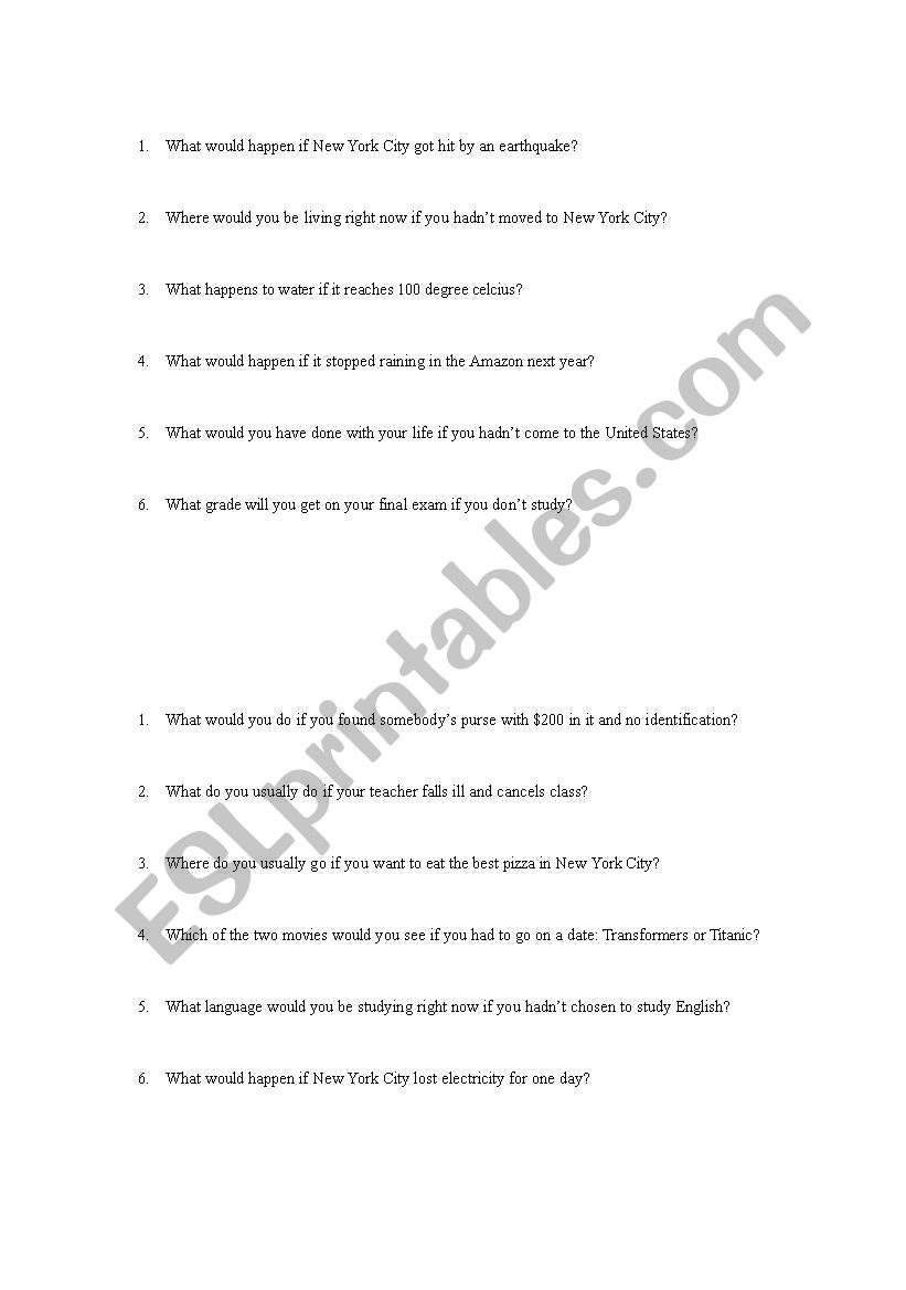 English worksheets: Conditional Statements
