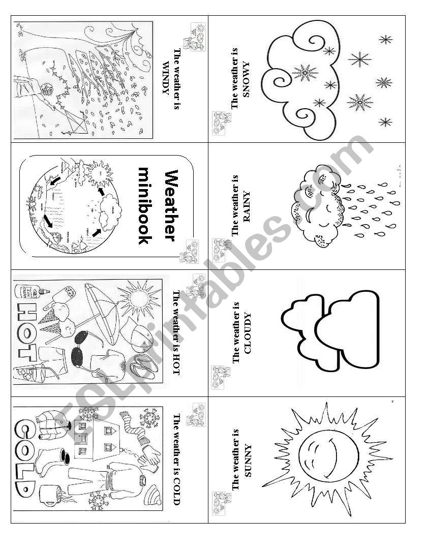WEATHER MINIBOOK ESL Worksheet By Snowflake33