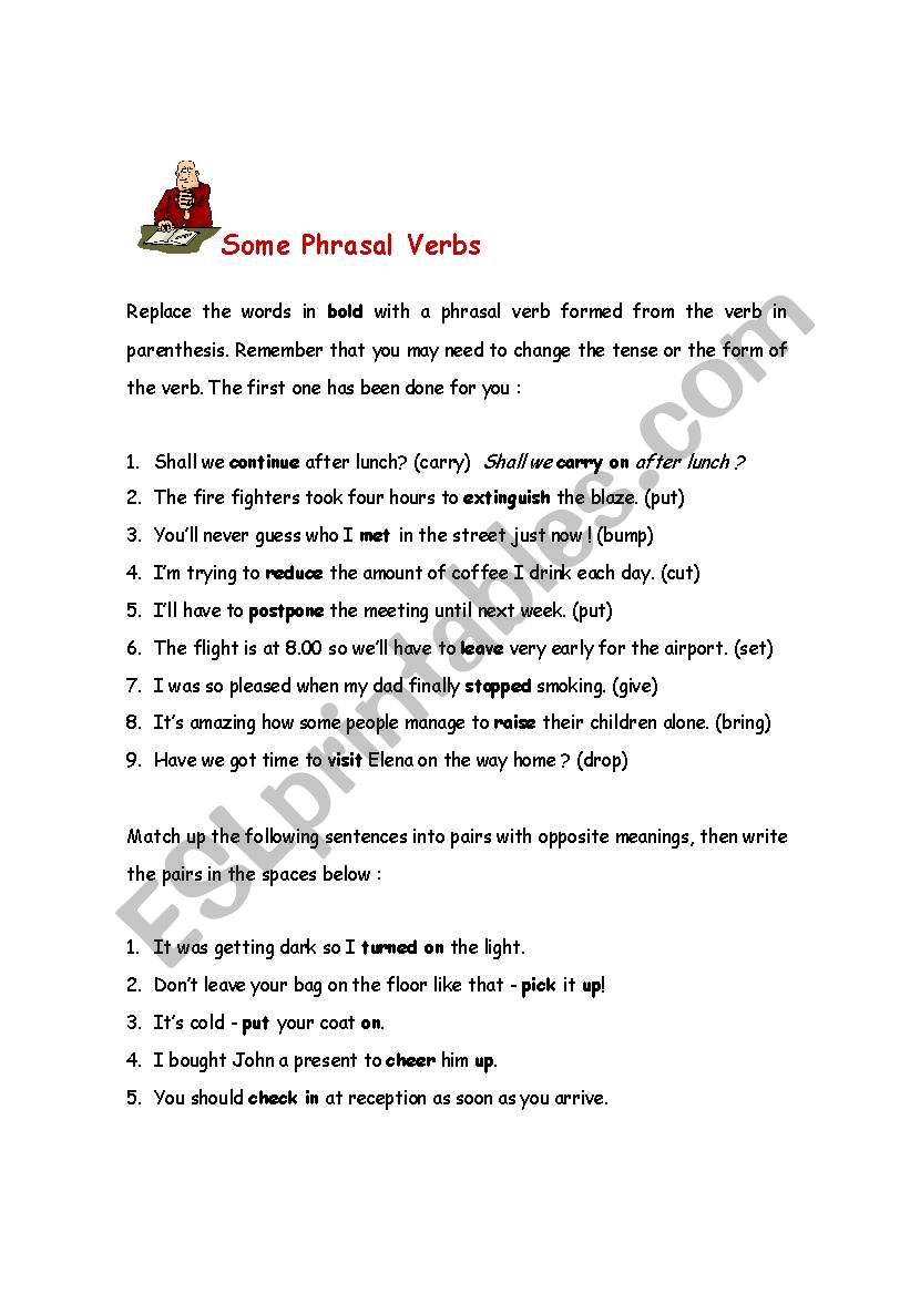 Phrasal verbs worksheet