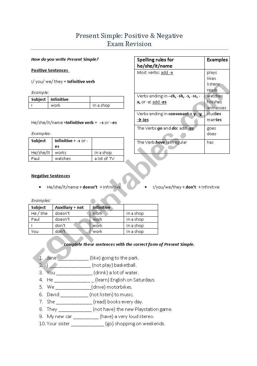 Present Simple worksheet