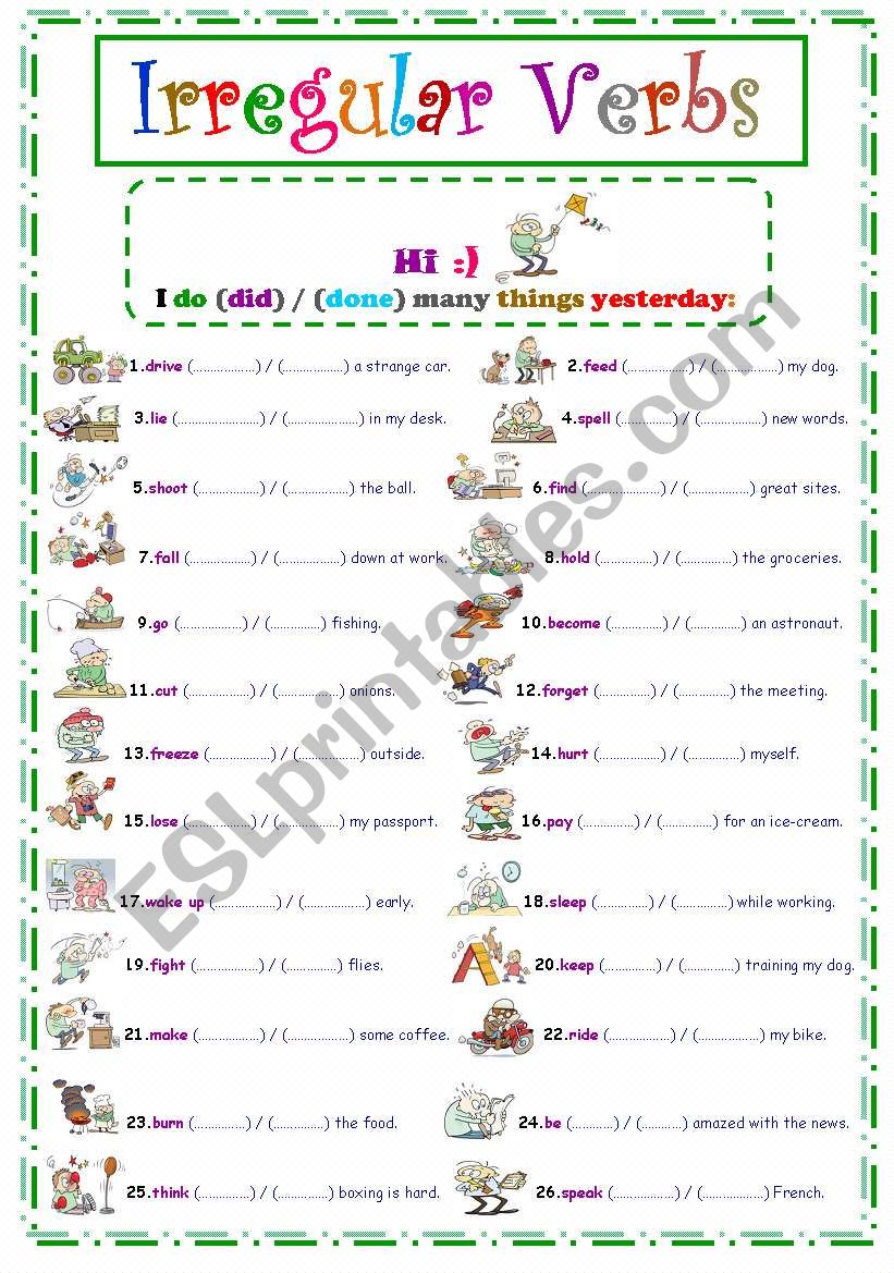 Irregular verbs...Part 2 worksheet