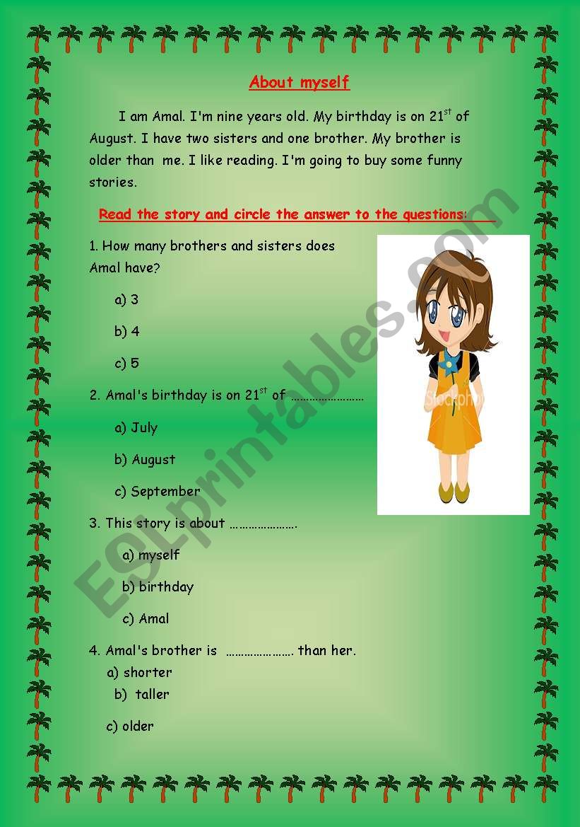 my self worksheet