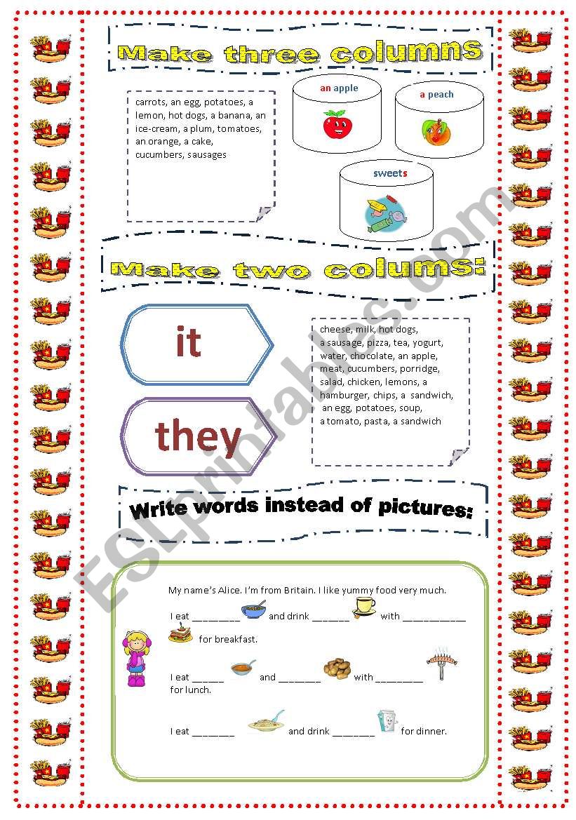 Food - Plural and Singuler nouns (Countable -Uncountable)