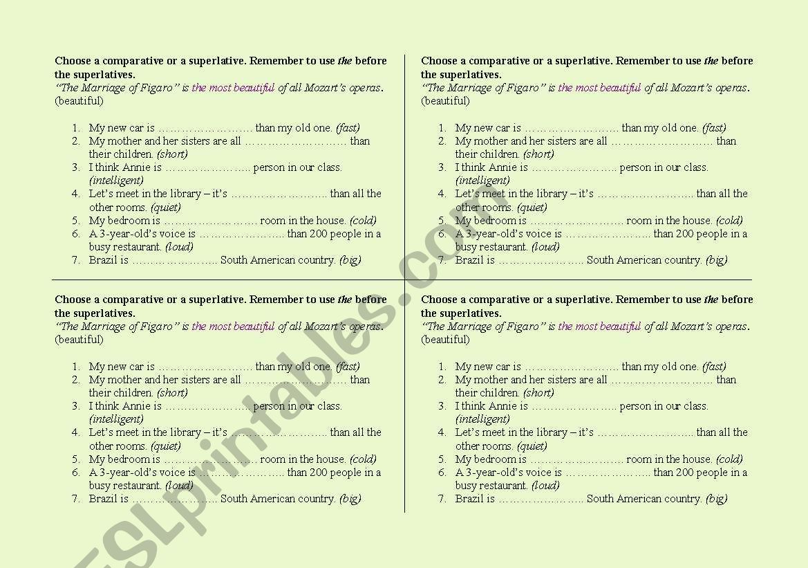 Adjectives worksheet