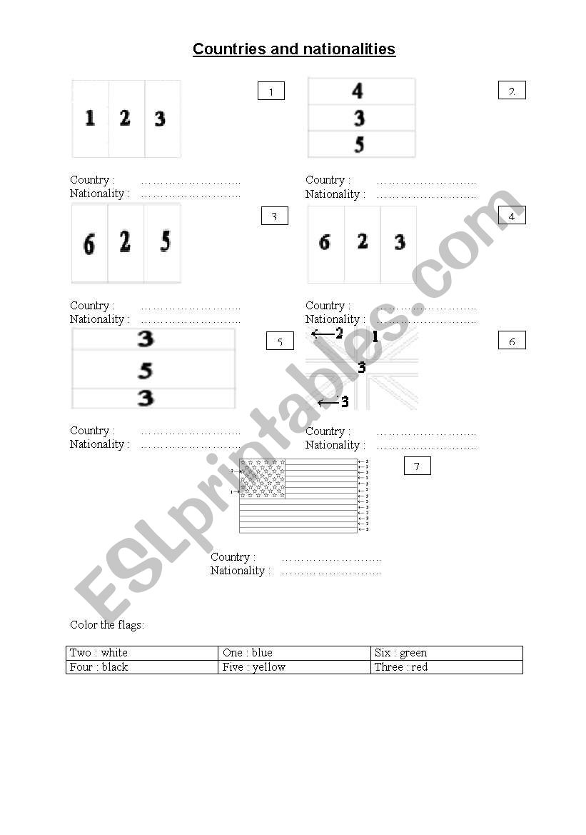 Countries and nationalities worksheet