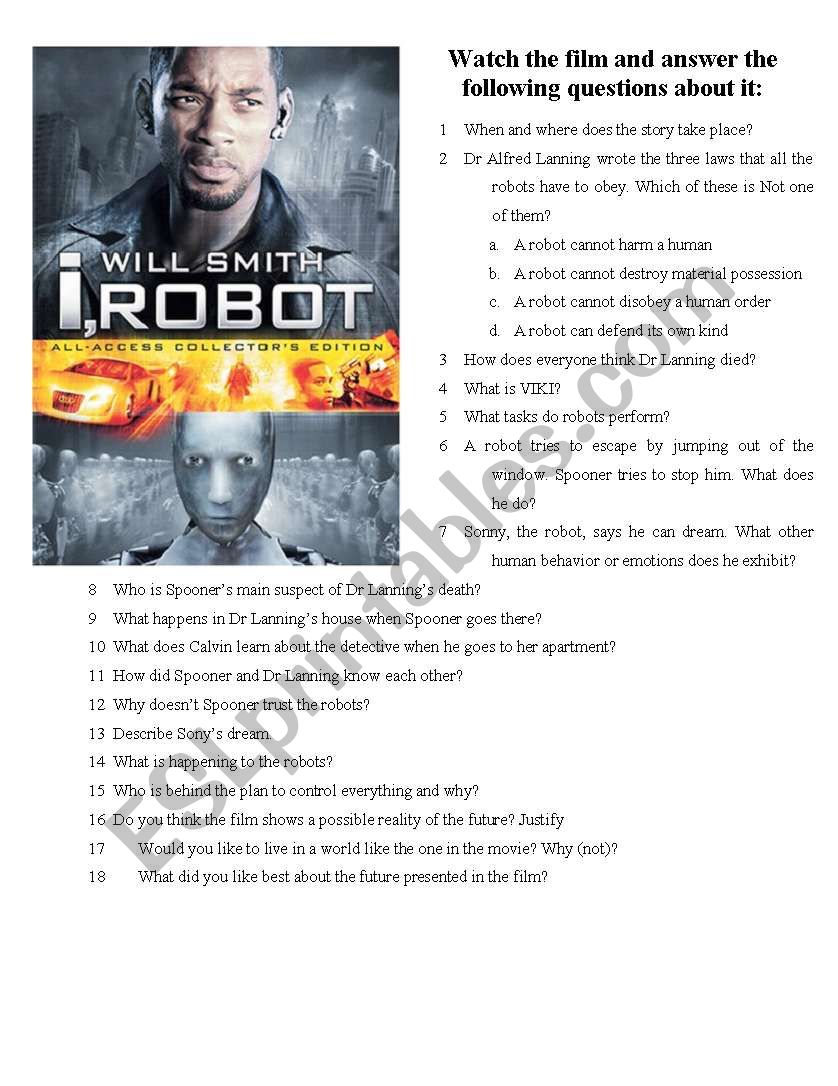 I, ROBOT worksheet