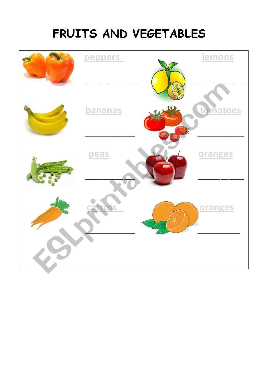 FRUITS - VEGETABLES worksheet