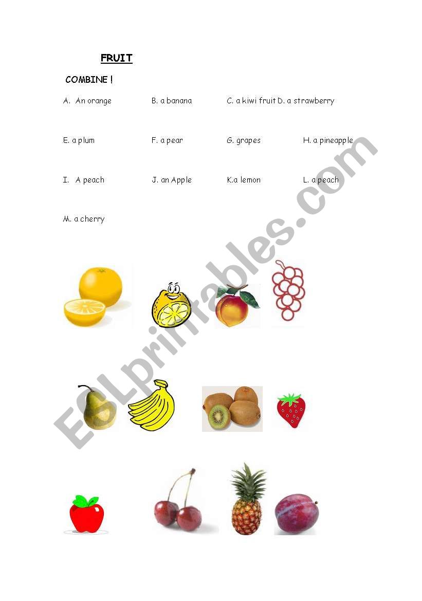 Fruit worksheet