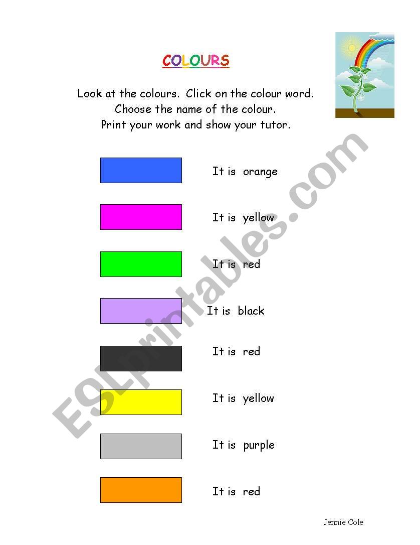 Colours worksheet