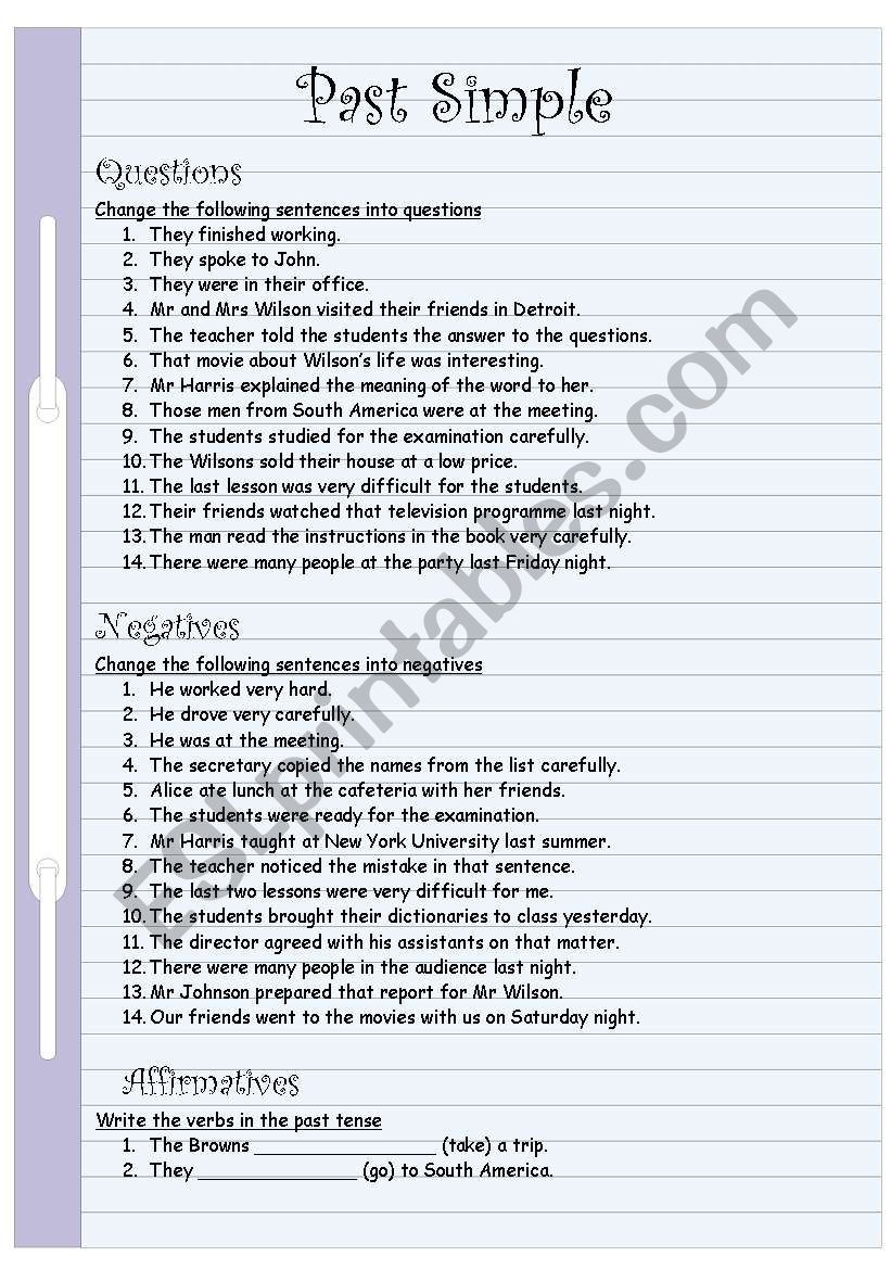 Past Simplr worksheet