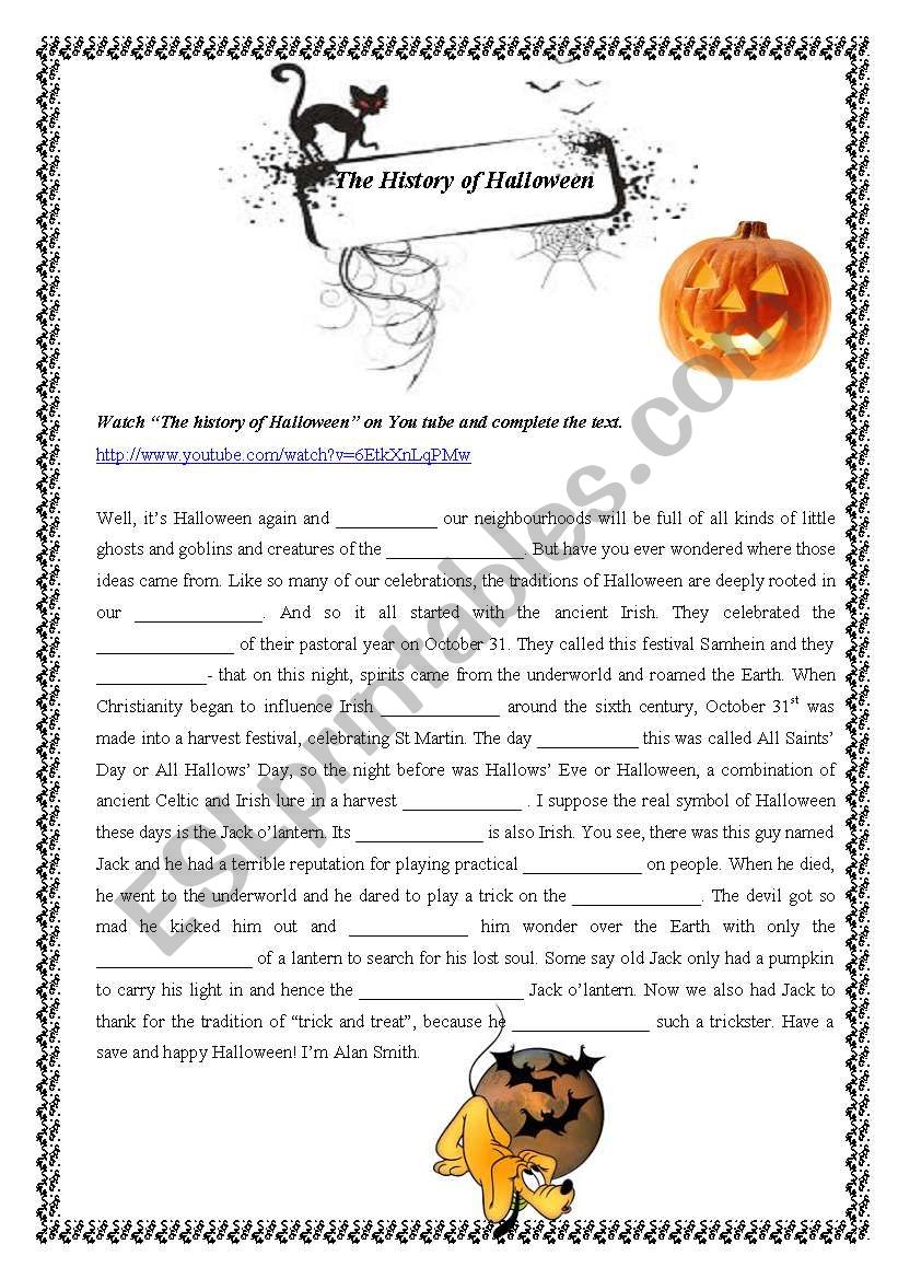 The History of Halloween worksheet