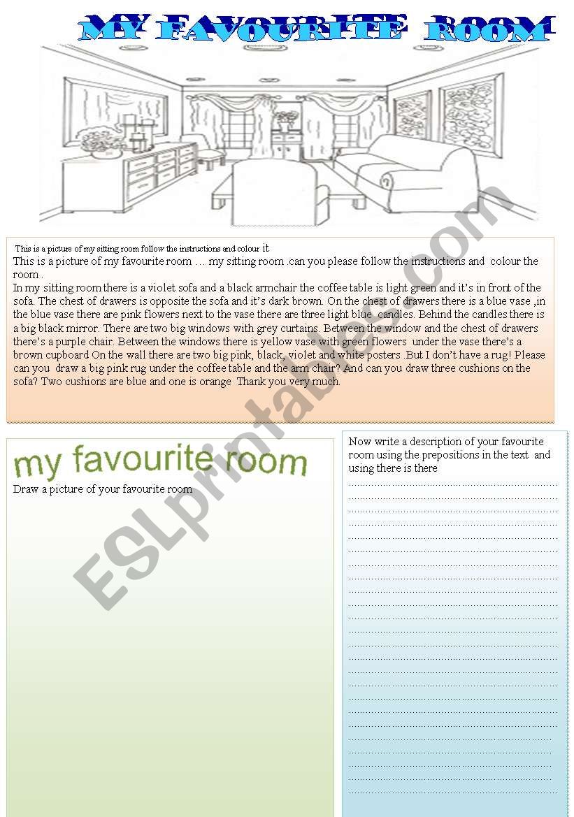 my favourite room worksheet