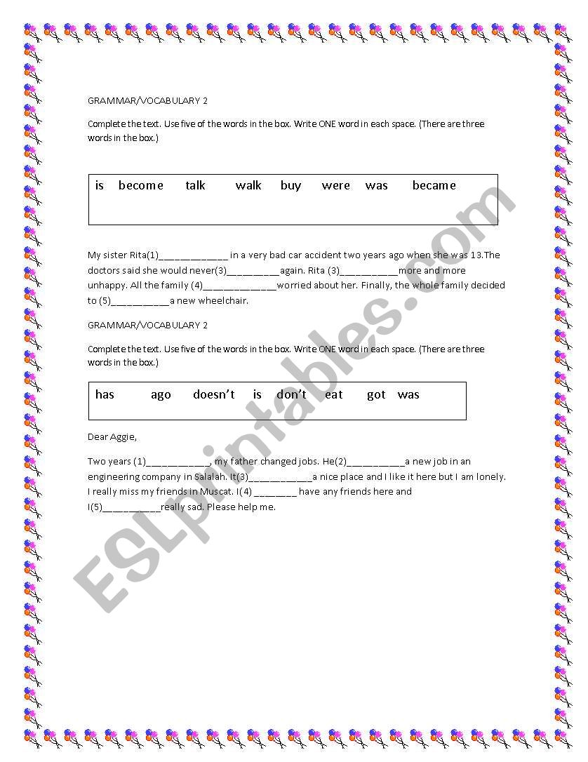 Grammar worksheet