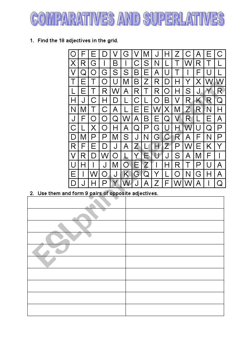 crossword worksheet