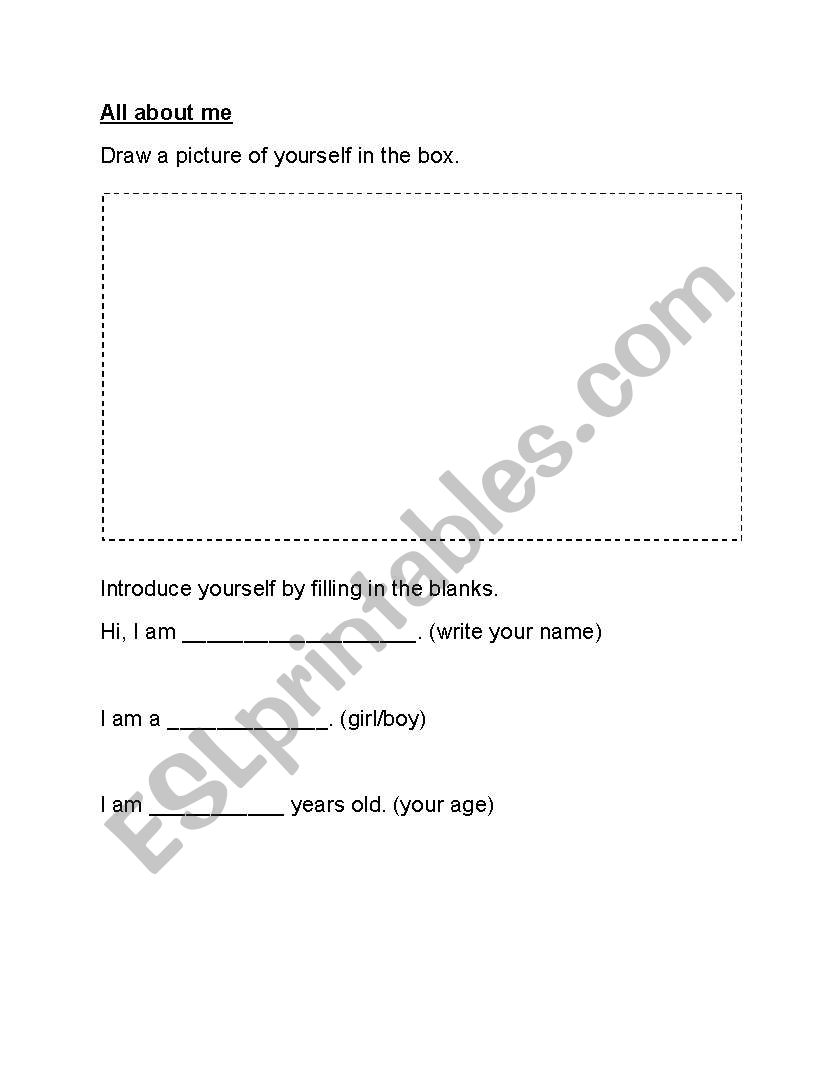 All about me worksheet