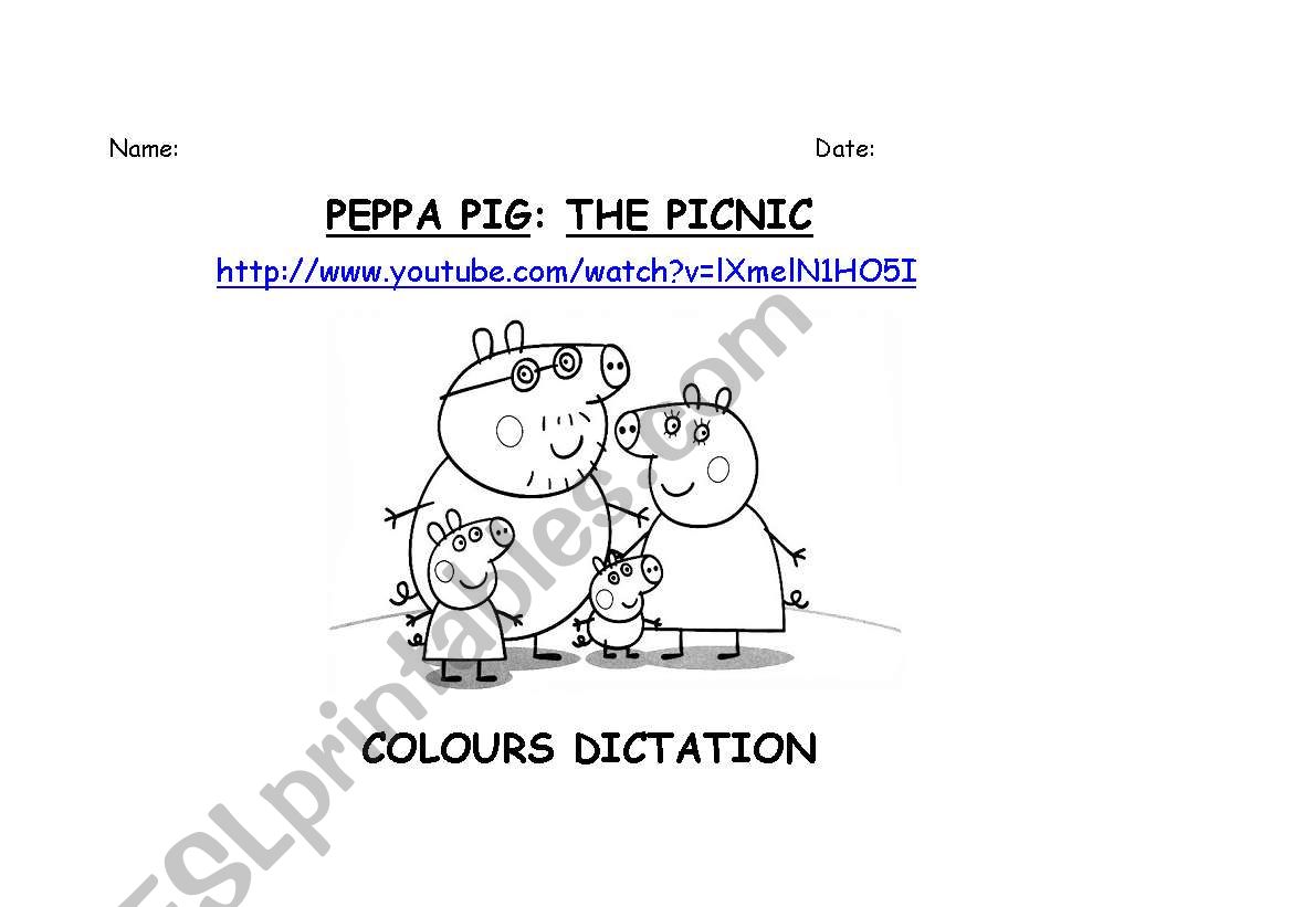 Peppa pig: the picnic worksheet