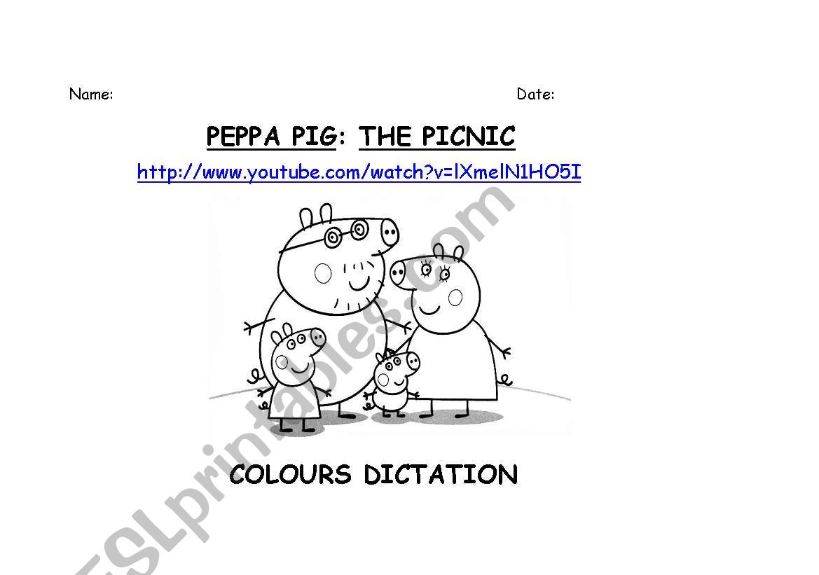 Peppa pig: the picnic worksheet