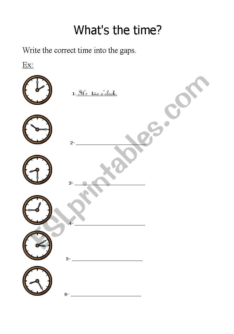 Whats the time? worksheet