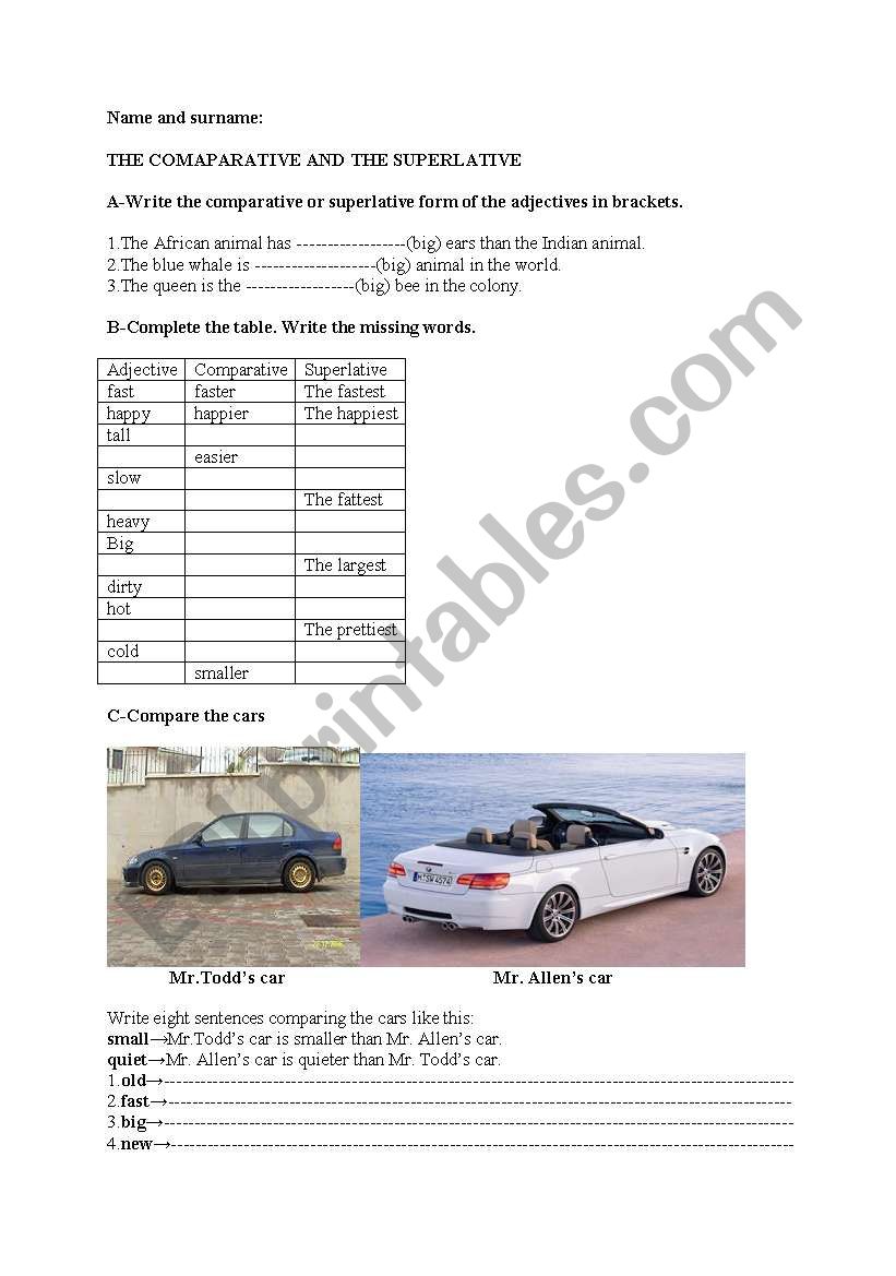 the comparative and the superlative with short adjectives