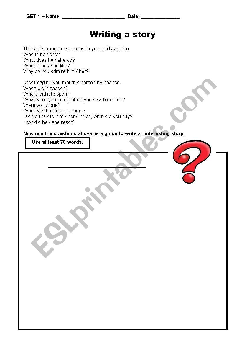 Writing a story worksheet